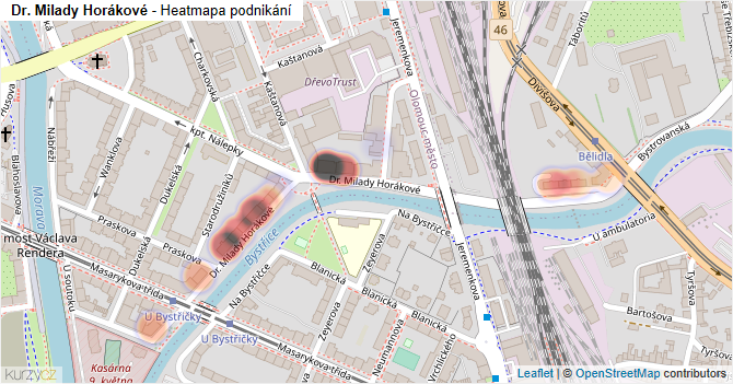 Dr. Milady Horákové - mapa podnikání