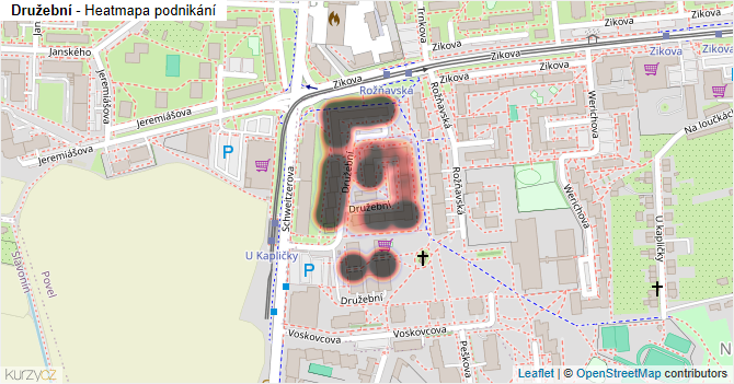 Družební - mapa podnikání