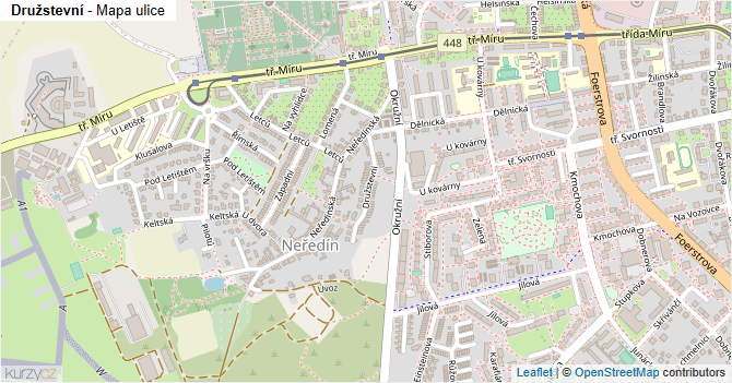 Družstevní - mapa ulice