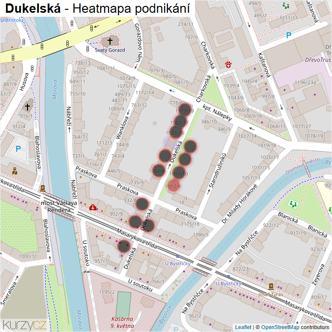 Mapa Dukelská - Firmy v ulici.