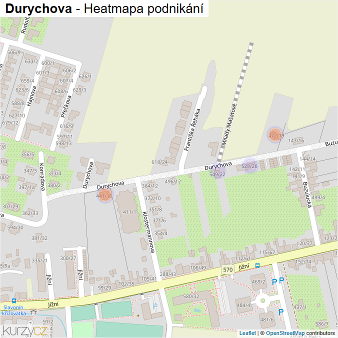 Mapa Durychova - Firmy v ulici.