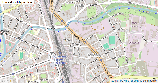Dvorská - mapa ulice