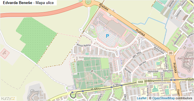 Edvarda Beneše - mapa ulice