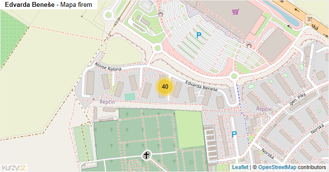 Edvarda Beneše - mapa firem