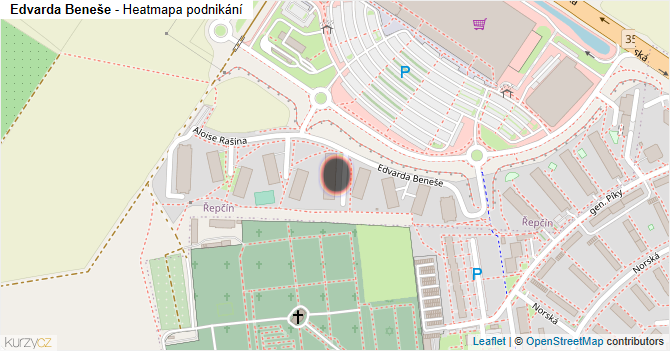 Edvarda Beneše - mapa podnikání
