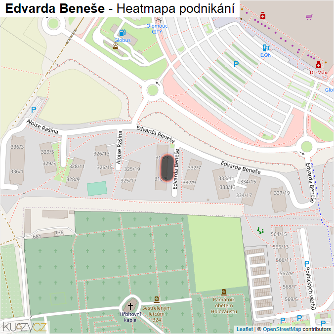 Mapa Edvarda Beneše - Firmy v ulici.