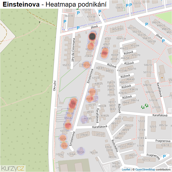 Mapa Einsteinova - Firmy v ulici.