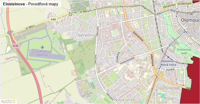 Einsteinova - záplavové mapy stoleté vody