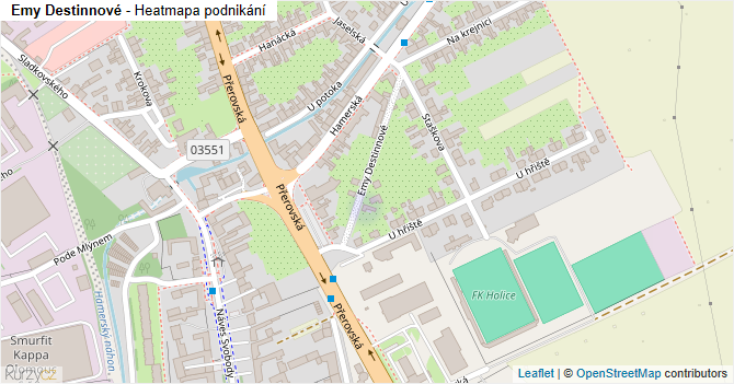 Emy Destinnové - mapa podnikání