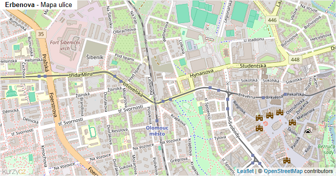 Erbenova - mapa ulice
