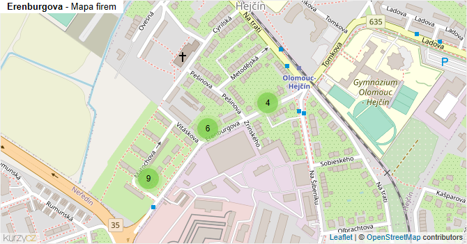 Erenburgova - mapa firem