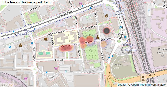 Fibichova - mapa podnikání