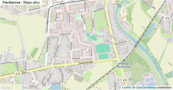 Fischerova - mapa ulice