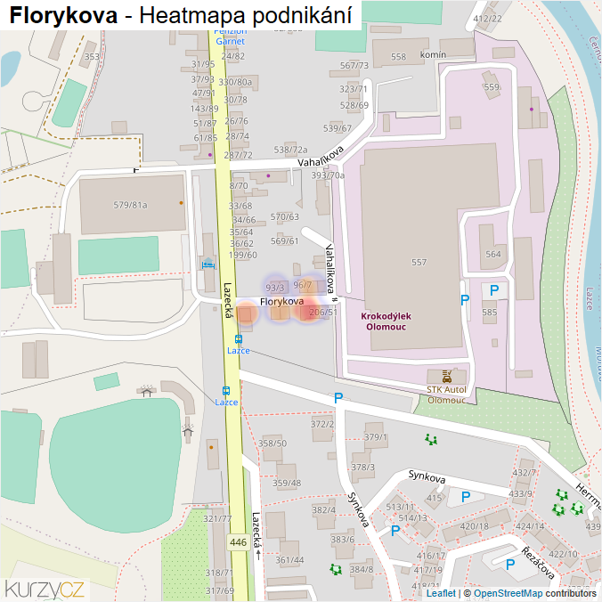 Mapa Florykova - Firmy v ulici.
