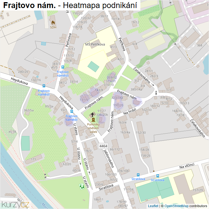 Mapa Frajtovo nám. - Firmy v ulici.