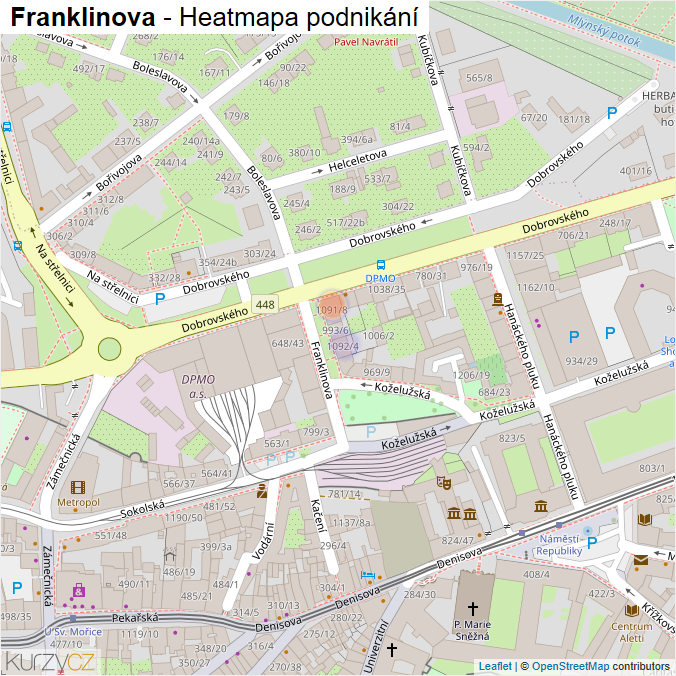 Mapa Franklinova - Firmy v ulici.