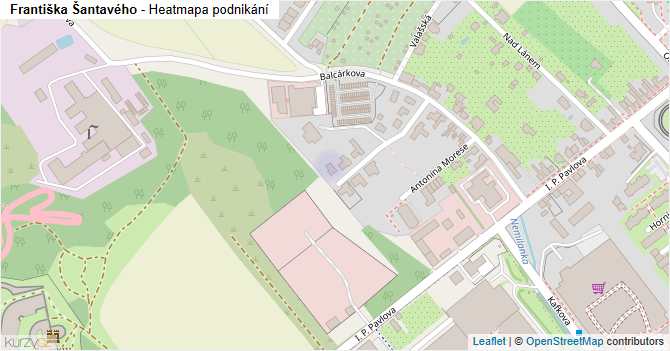 Františka Šantavého - mapa podnikání