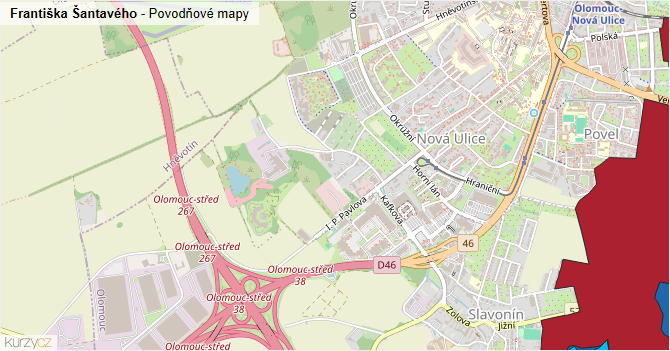 Františka Šantavého - záplavové mapy stoleté vody