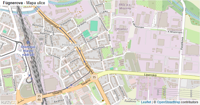 Fügnerova - mapa ulice