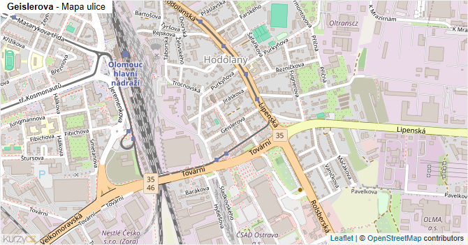 Geislerova - mapa ulice