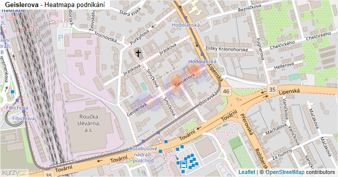 Geislerova - mapa podnikání