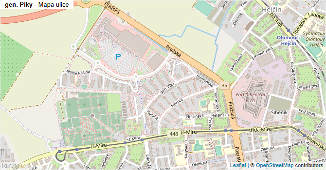 gen. Píky - mapa ulice