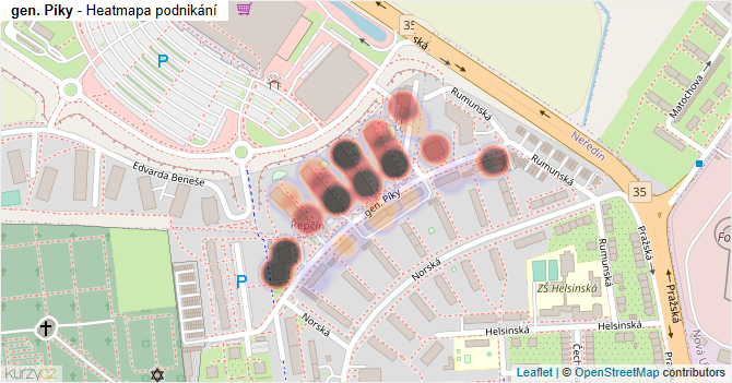 gen. Píky - mapa podnikání