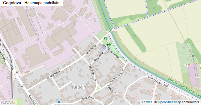 Gogolova - mapa podnikání