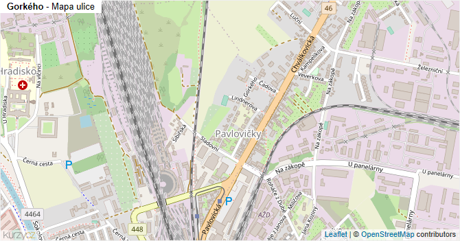 Gorkého - mapa ulice