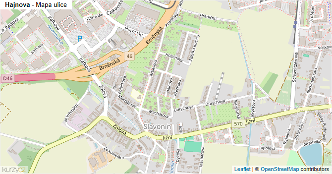 Hajnova - mapa ulice