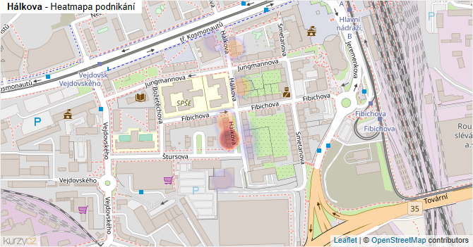 Hálkova - mapa podnikání