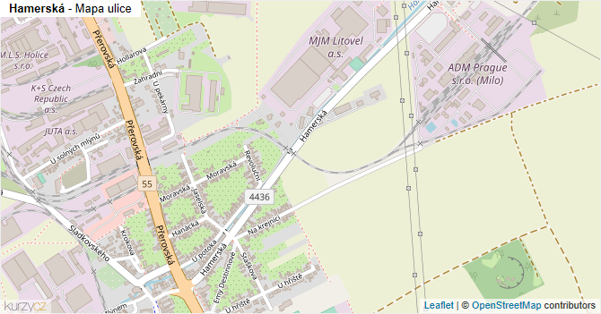 Hamerská - mapa ulice