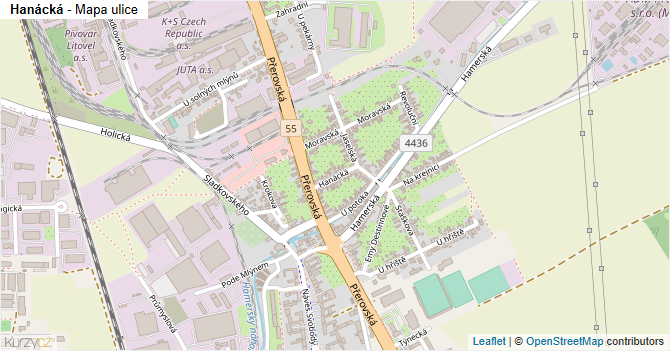 Hanácká - mapa ulice