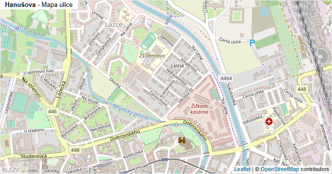 Hanušova - mapa ulice