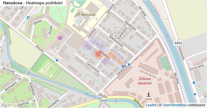 Hanušova - mapa podnikání
