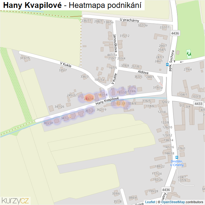 Mapa Hany Kvapilové - Firmy v ulici.