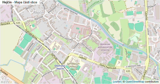 Hejčín - mapa části obce