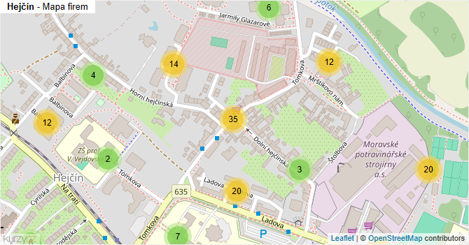 Hejčín - mapa firem