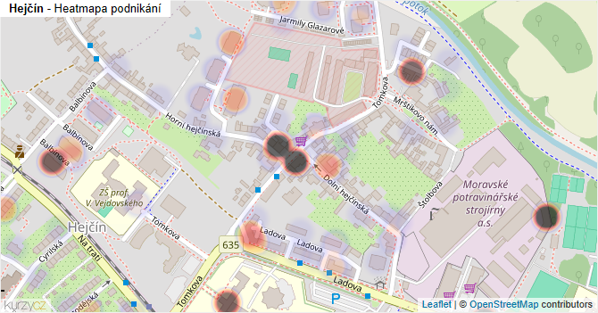 Hejčín - mapa podnikání
