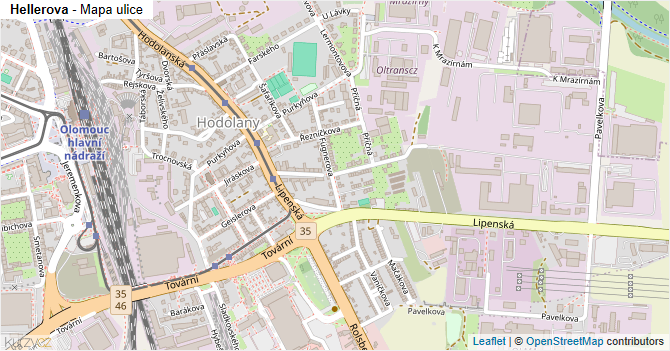 Hellerova - mapa ulice
