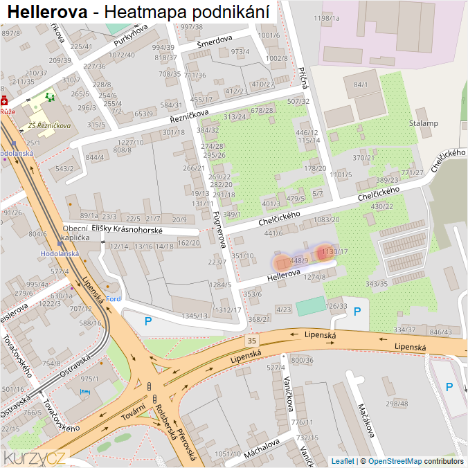 Mapa Hellerova - Firmy v ulici.