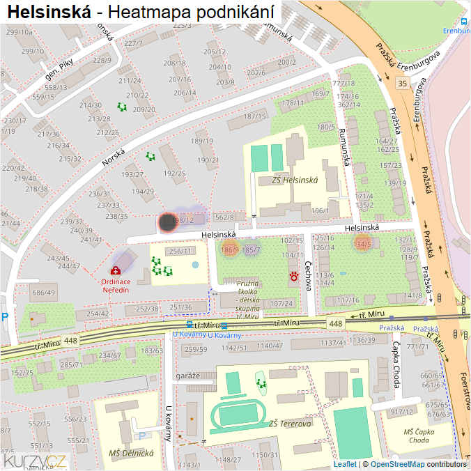 Mapa Helsinská - Firmy v ulici.