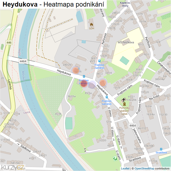 Mapa Heydukova - Firmy v ulici.