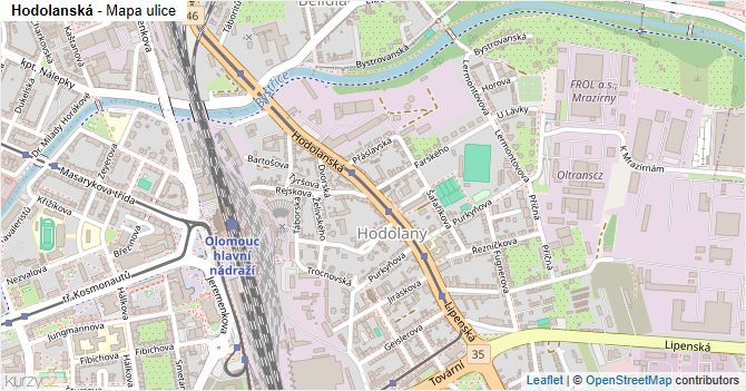 Hodolanská - mapa ulice
