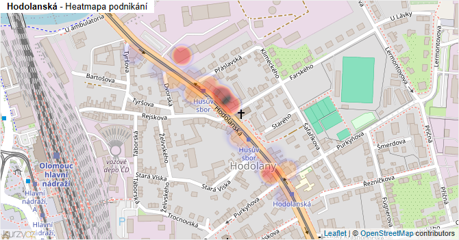 Hodolanská - mapa podnikání
