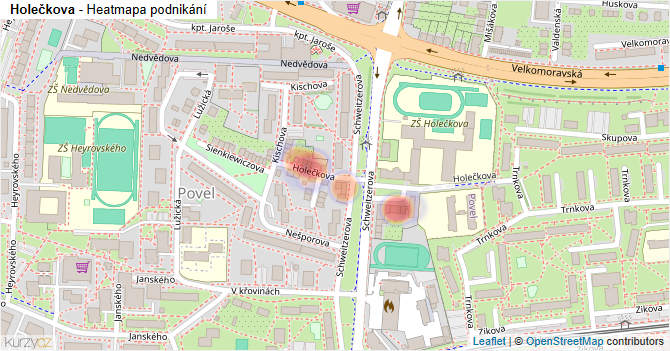 Holečkova - mapa podnikání