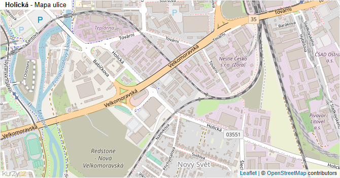 Holická - mapa ulice