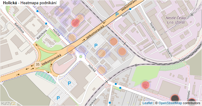 Holická - mapa podnikání