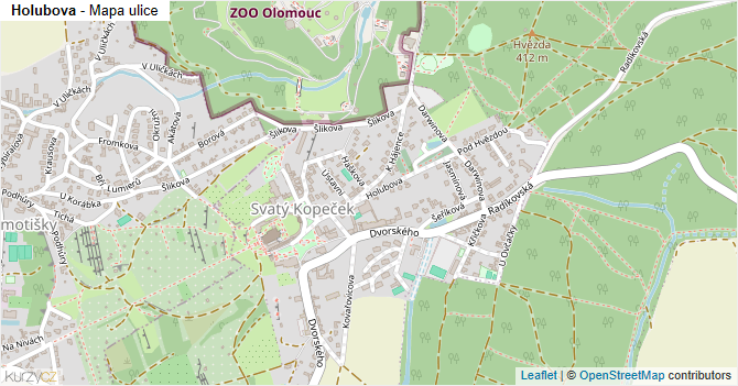 Holubova - mapa ulice
