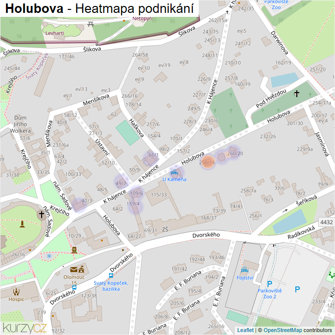 Mapa Holubova - Firmy v ulici.